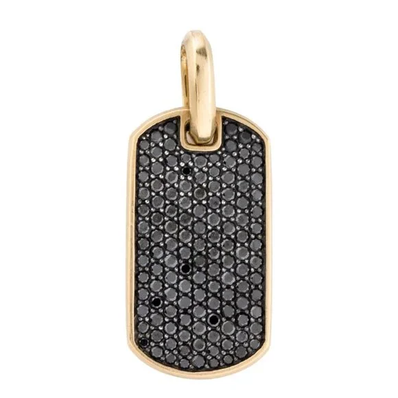 DAVID YURMAN 18K 750 YELLOW GOLD DIAMOND CHEVRON TAG PENDANT